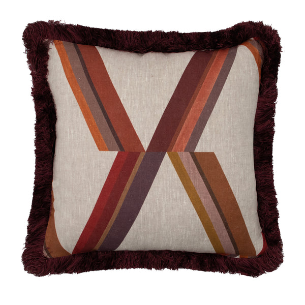 Diana Stripe Cushion, Claret