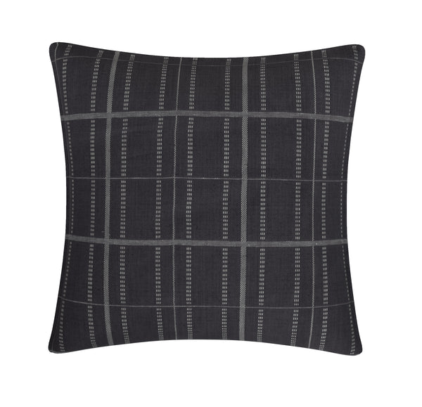 Kylian Check Cushion, Obsidian