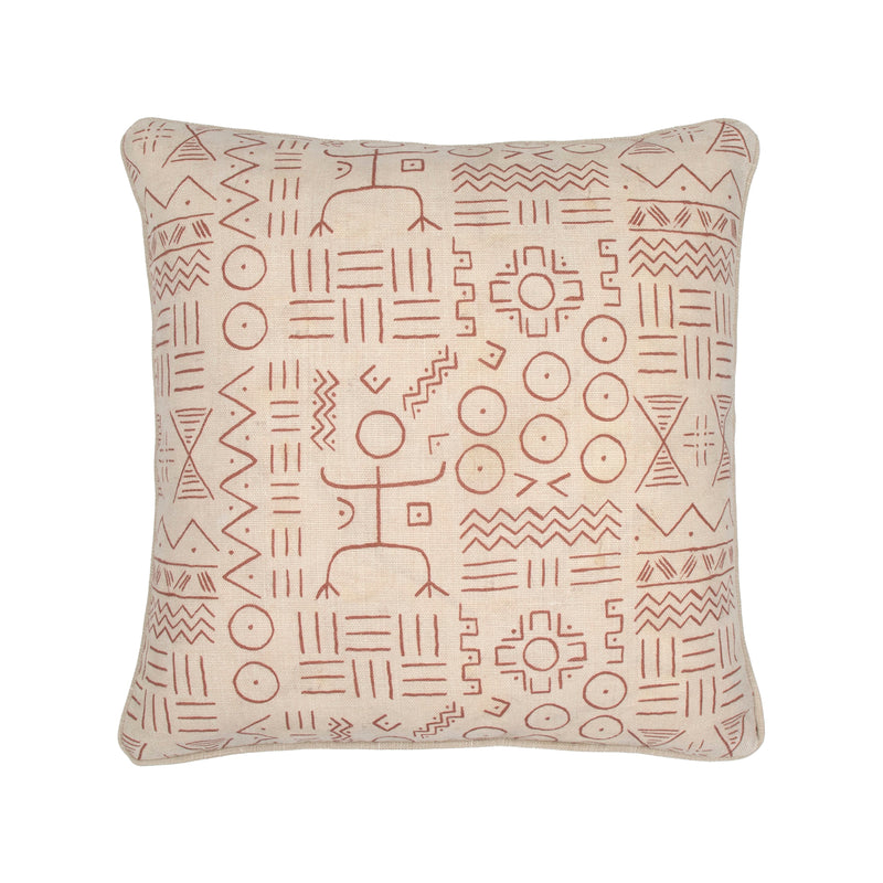 Dogon Patterned Cushion in Rust
