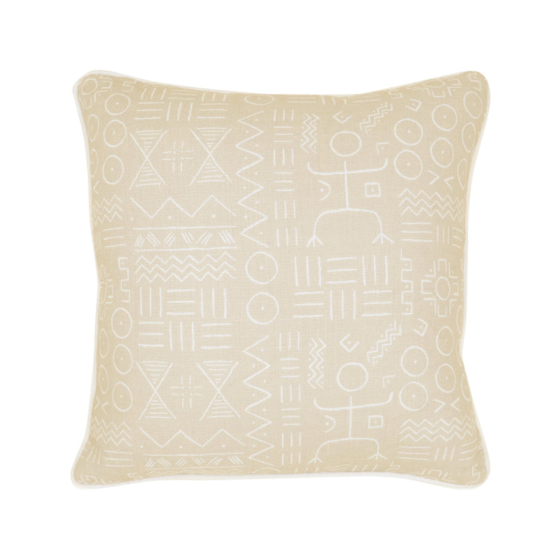 Dogon Patterned Cushion in Whipped Cream