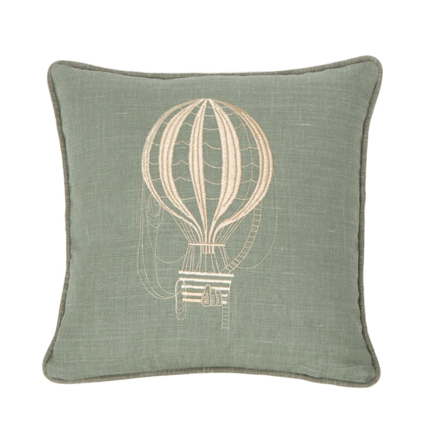 Pallone Cushion with Hot Air Balloon in Forest Green