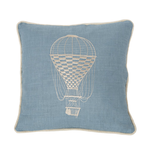 Pallone Cushion with Hot Air Balloon in Porcelain Blue